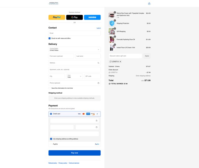 Yeouth checkout page showing Yeouth coupon code box | Screenshot taken by SimplyCodes community member on Aug 26, 2025