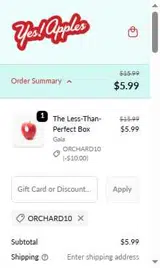 ORCHARD10 coupon verification screenshot