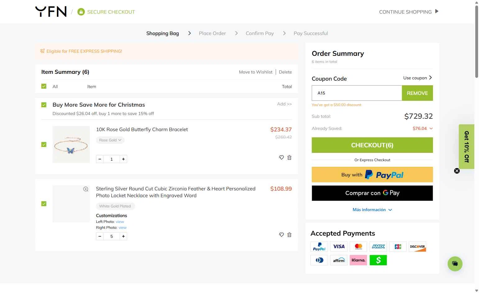 YFN checkout page showing YFN promo code box | Screenshot taken by SimplyCodes community member on Dec 31, 2025
