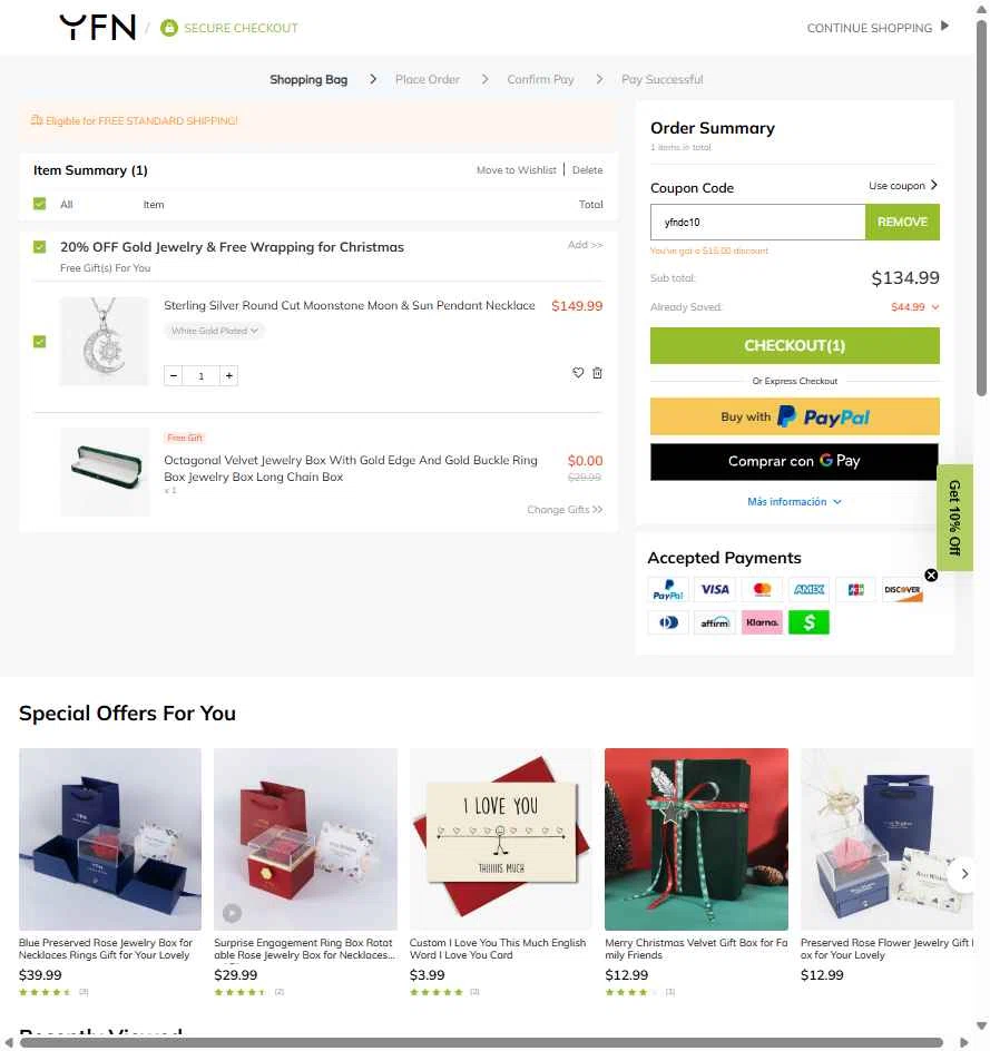 YFN checkout page showing YFN promo code box | Screenshot taken by SimplyCodes community member on Dec 23, 2025