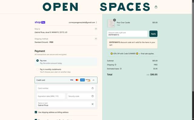 Yield checkout page showing Yield promo code box | Screenshot taken by SimplyCodes community member on Aug 25, 2025