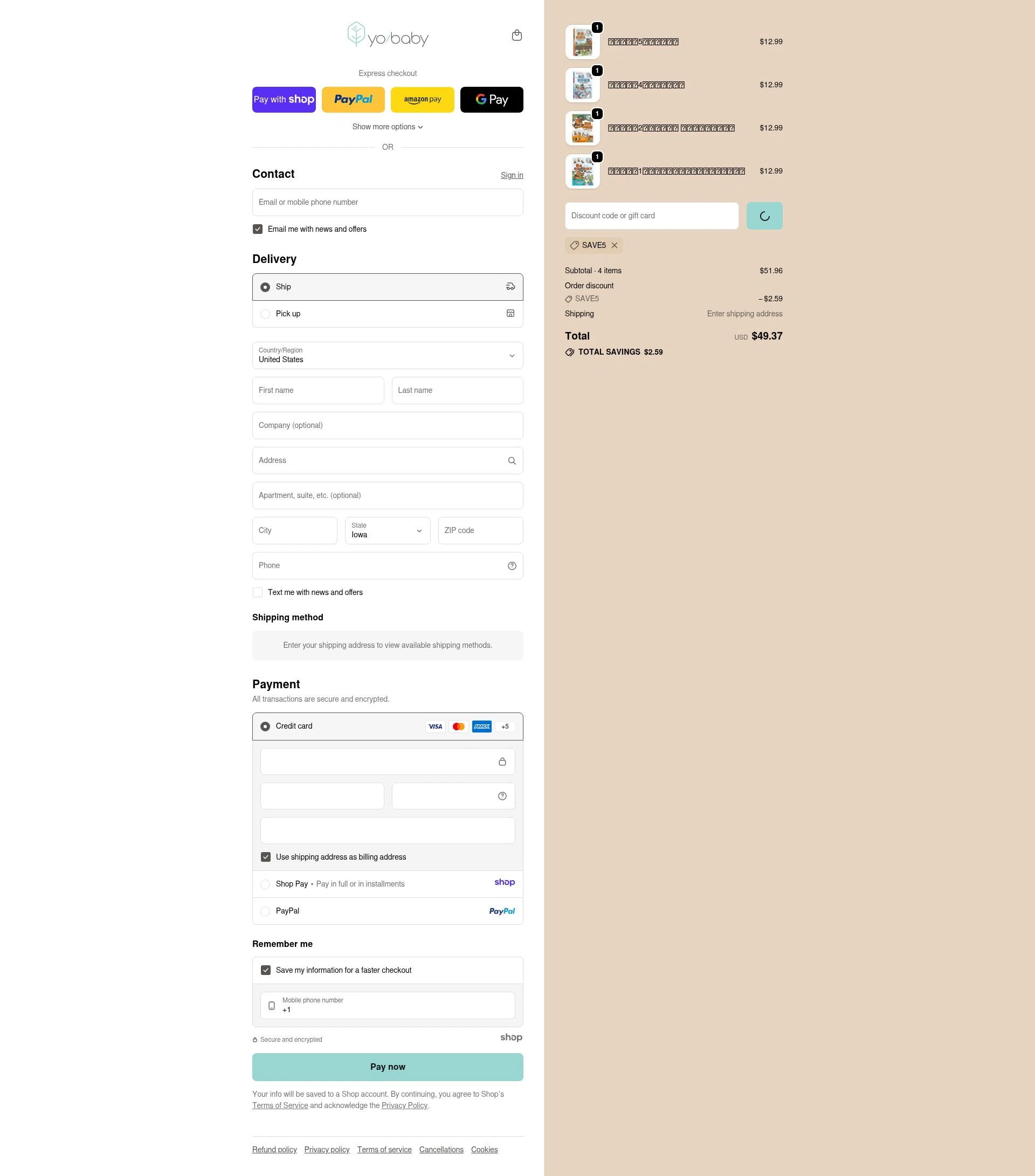 Yo! Baby Shop checkout page showing Yo! Baby Shop promo code box | Screenshot taken by SimplyCodes community member on Jan 6, 2026