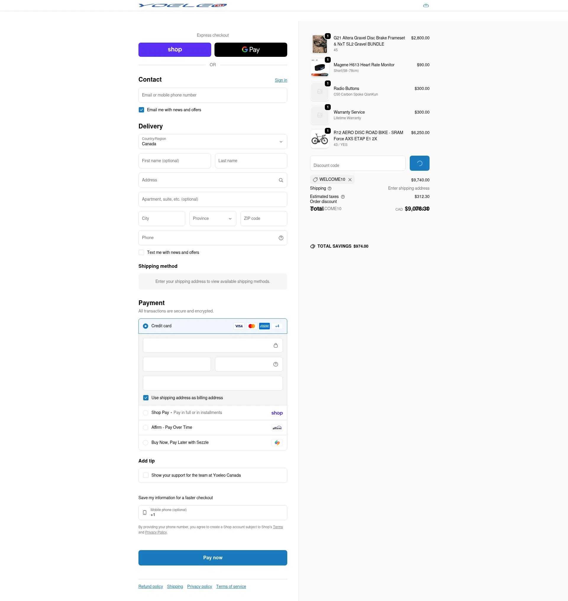 YOELEO checkout page showing YOELEO discount code box | Screenshot taken by SimplyCodes community member on Feb 20, 2026