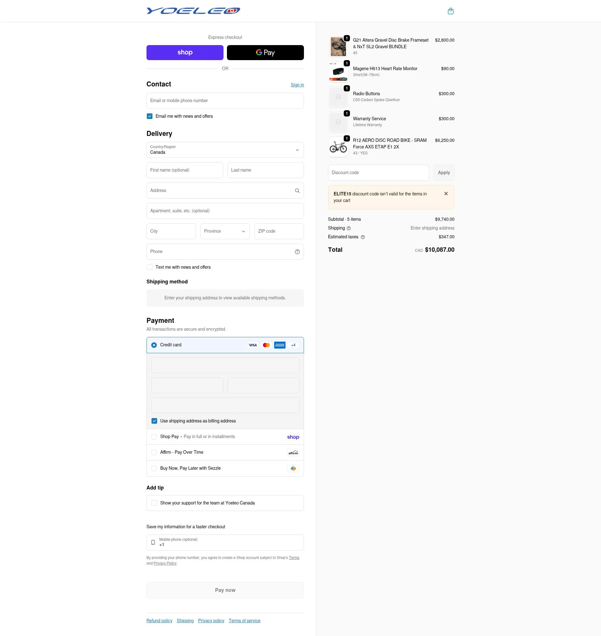 YOELEO checkout page showing YOELEO discount code box | Screenshot taken by SimplyCodes community member on Feb 16, 2026