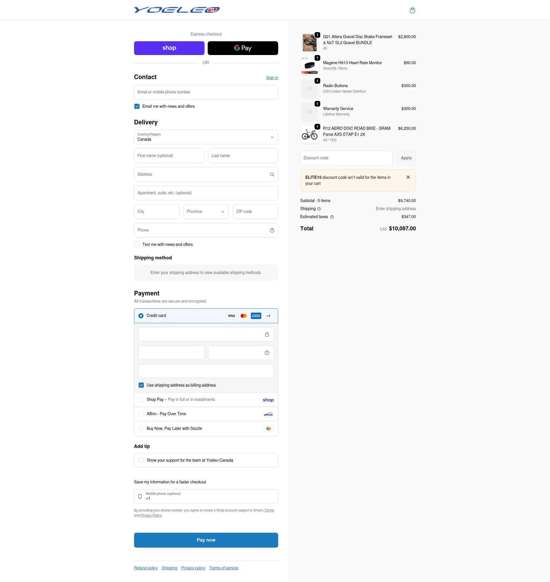 YOELEO checkout page showing YOELEO discount code box | Screenshot taken by SimplyCodes community member on Feb 20, 2026