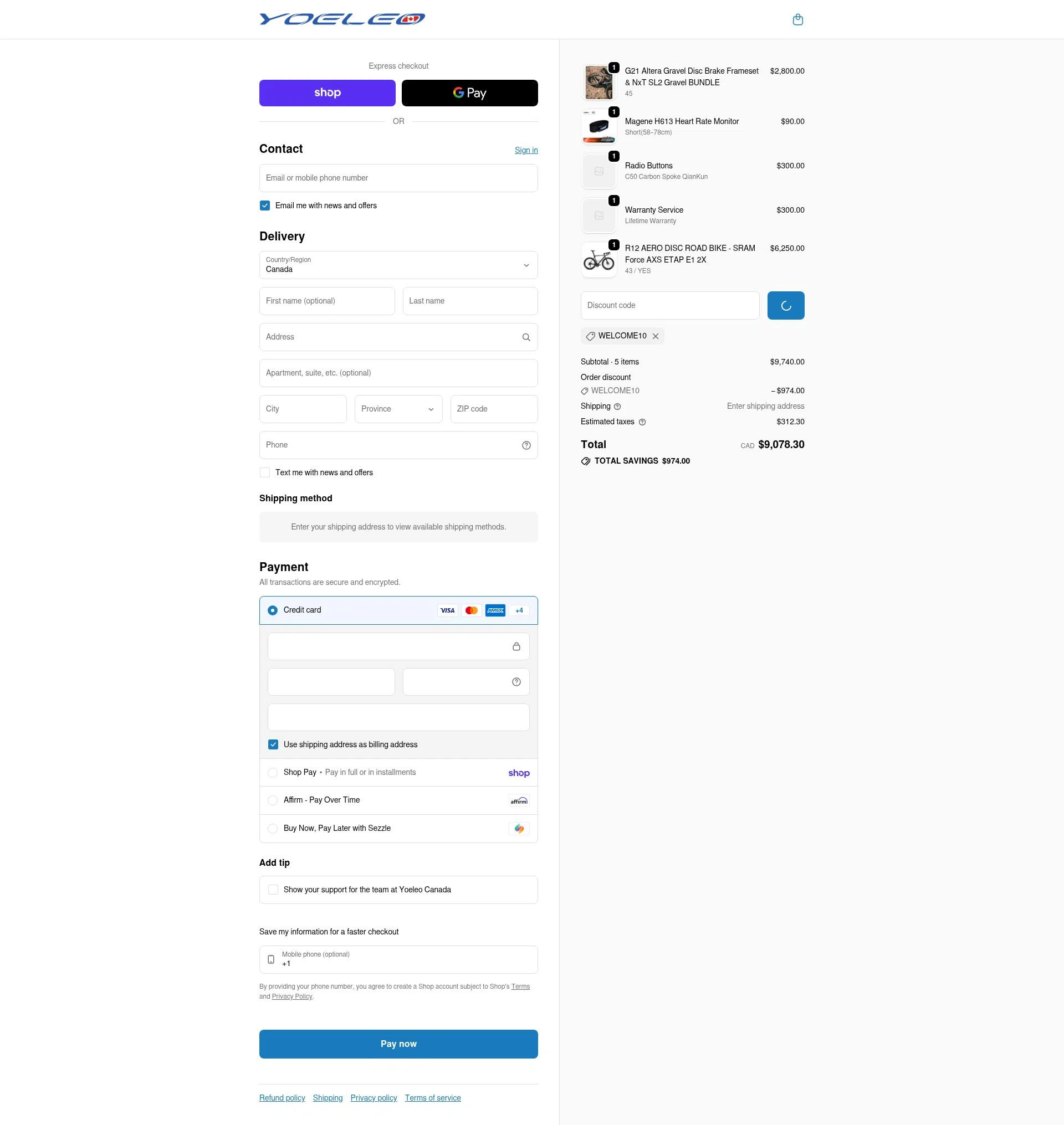 YOELEO checkout page showing YOELEO discount code box | Screenshot taken by SimplyCodes community member on Feb 16, 2026