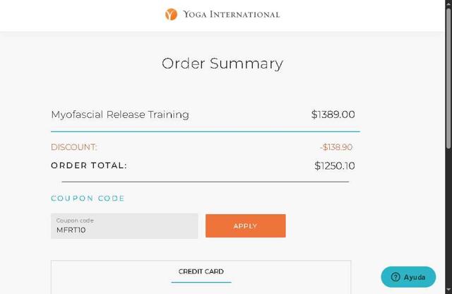 Yoga International checkout page showing Yoga International promo code box | Screenshot taken by SimplyCodes community member on Jul 27, 2025