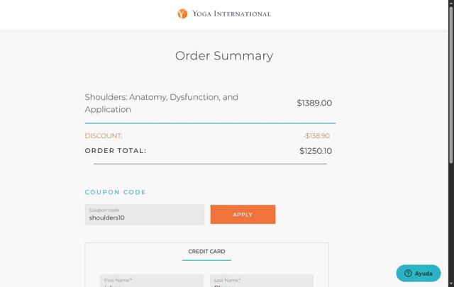 Yoga International checkout page showing Yoga International promo code box | Screenshot taken by SimplyCodes community member on Jul 27, 2025