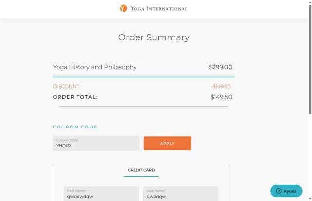 Yoga International checkout page showing Yoga International promo code box | Screenshot taken by SimplyCodes community member on Jul 27, 2025