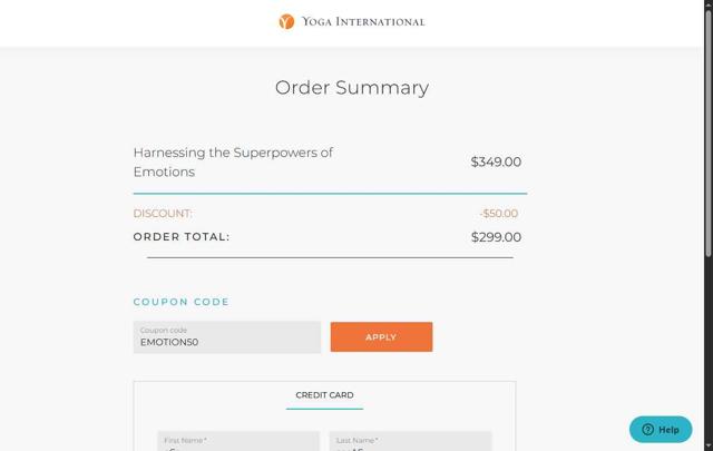Yoga International checkout page showing Yoga International promo code box | Screenshot taken by SimplyCodes community member on Jul 27, 2025
