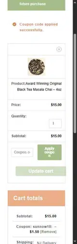 sunnow10 coupon verification screenshot