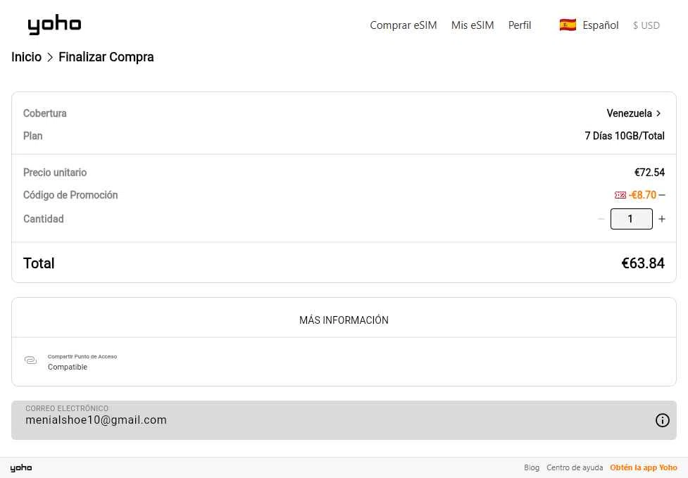 Yoho Mobile checkout page showing Yoho Mobile promo code box | Screenshot taken by SimplyCodes community member on Dec 9, 2025