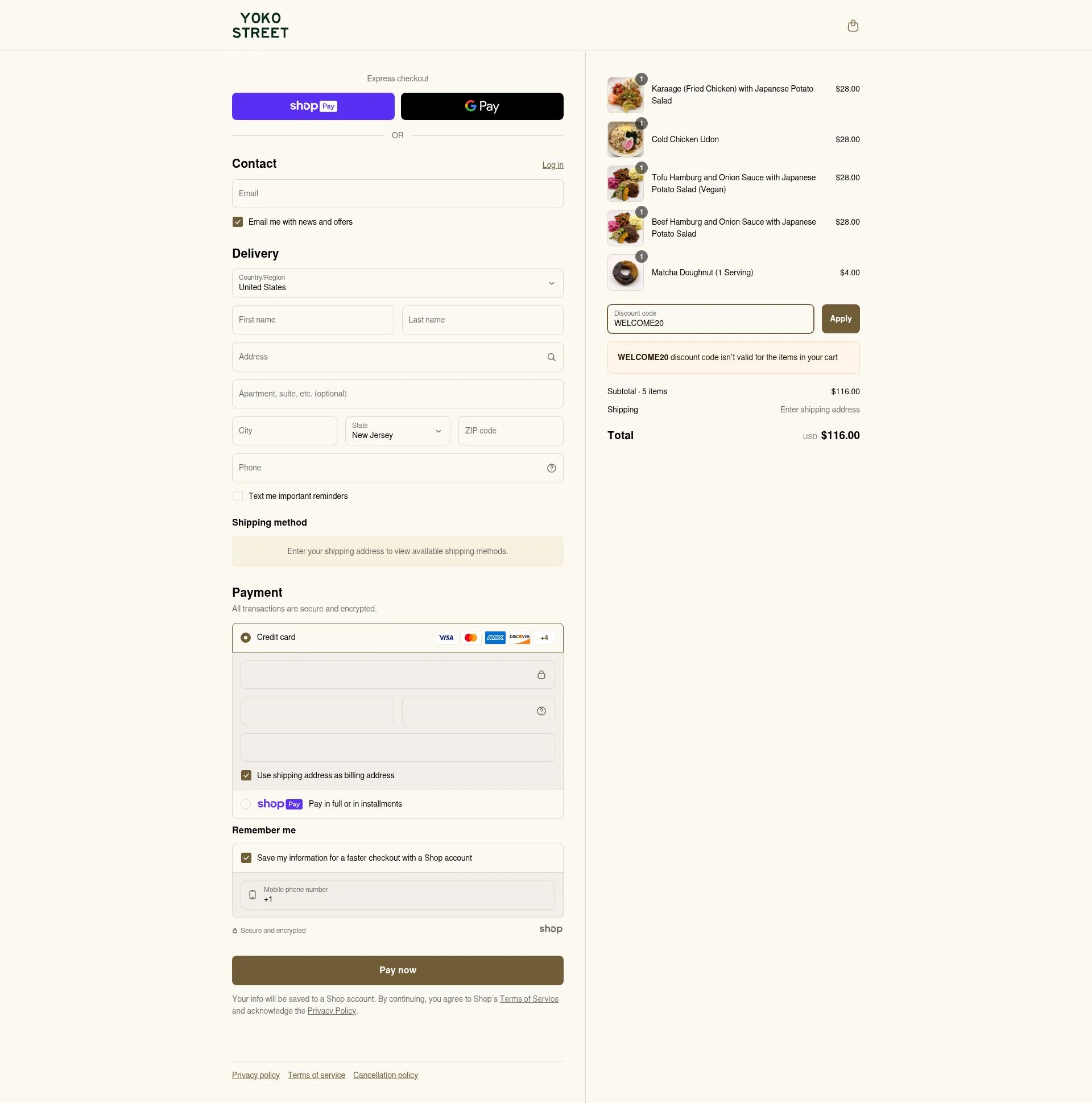 Yoko Street checkout page showing Yoko Street promo code box | Screenshot taken by SimplyCodes community member on May 30, 2025