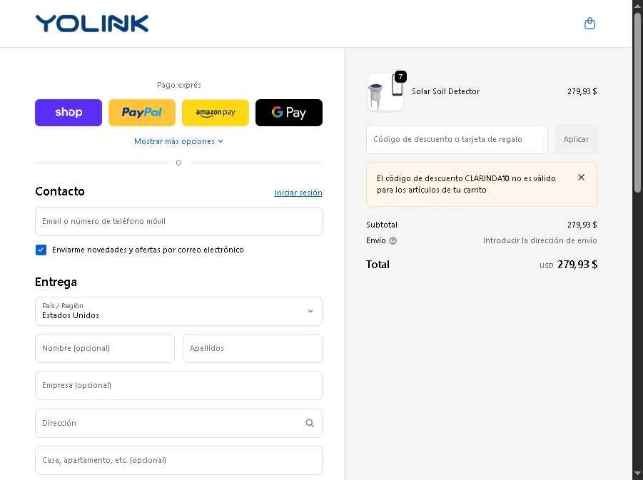 YOLINK checkout page showing YOLINK discount code box | Screenshot taken by SimplyCodes community member on Jan 21, 2026