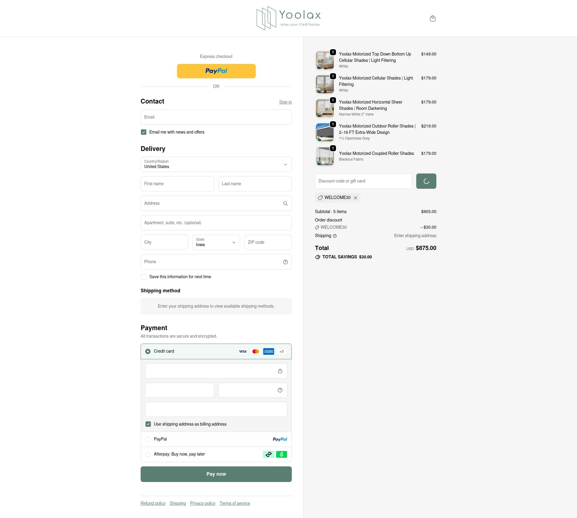 Yoolax checkout page showing Yoolax discount code box | Screenshot taken by SimplyCodes community member on Jan 8, 2026