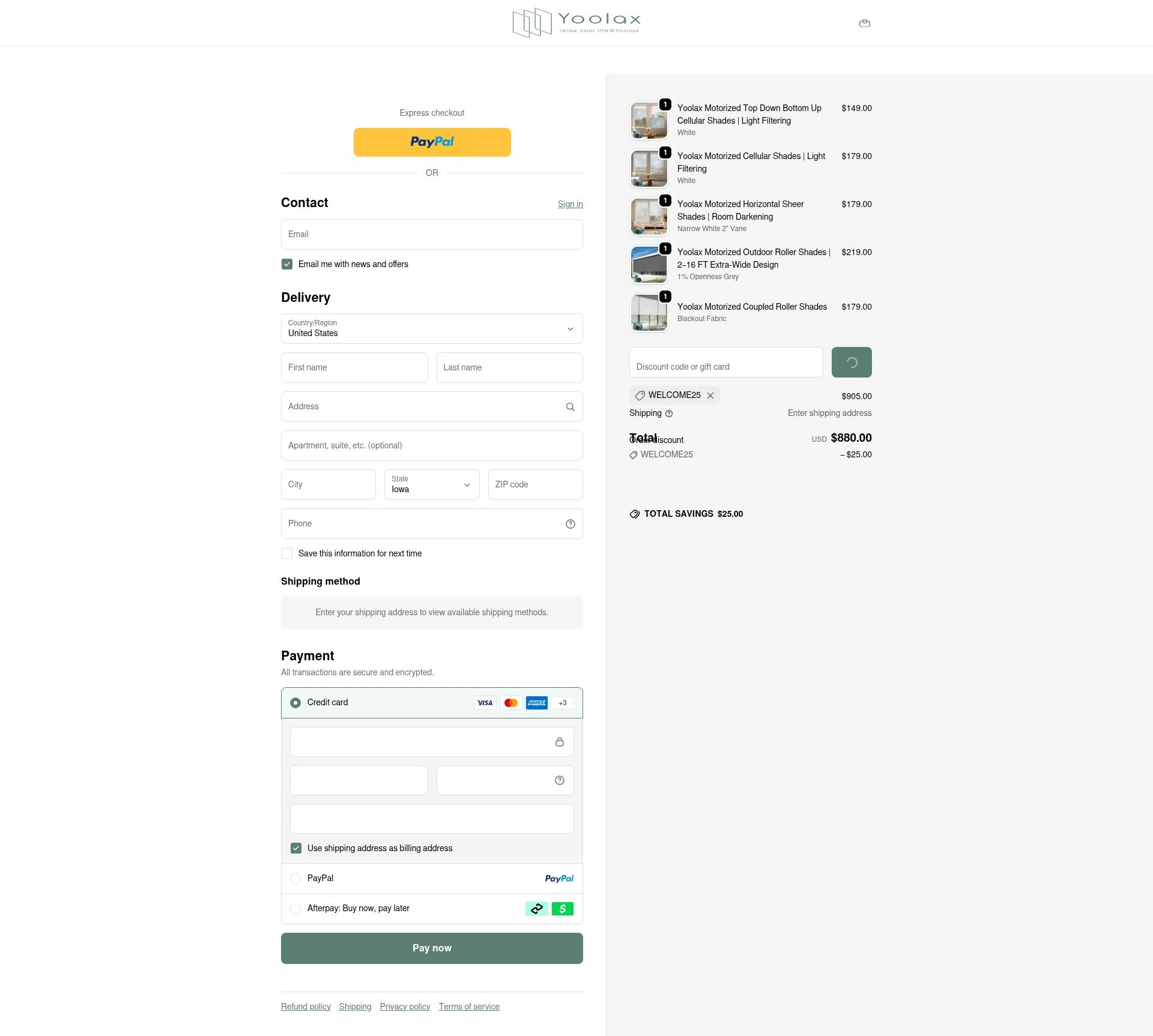 Yoolax checkout page showing Yoolax discount code box | Screenshot taken by SimplyCodes community member on Jan 8, 2026