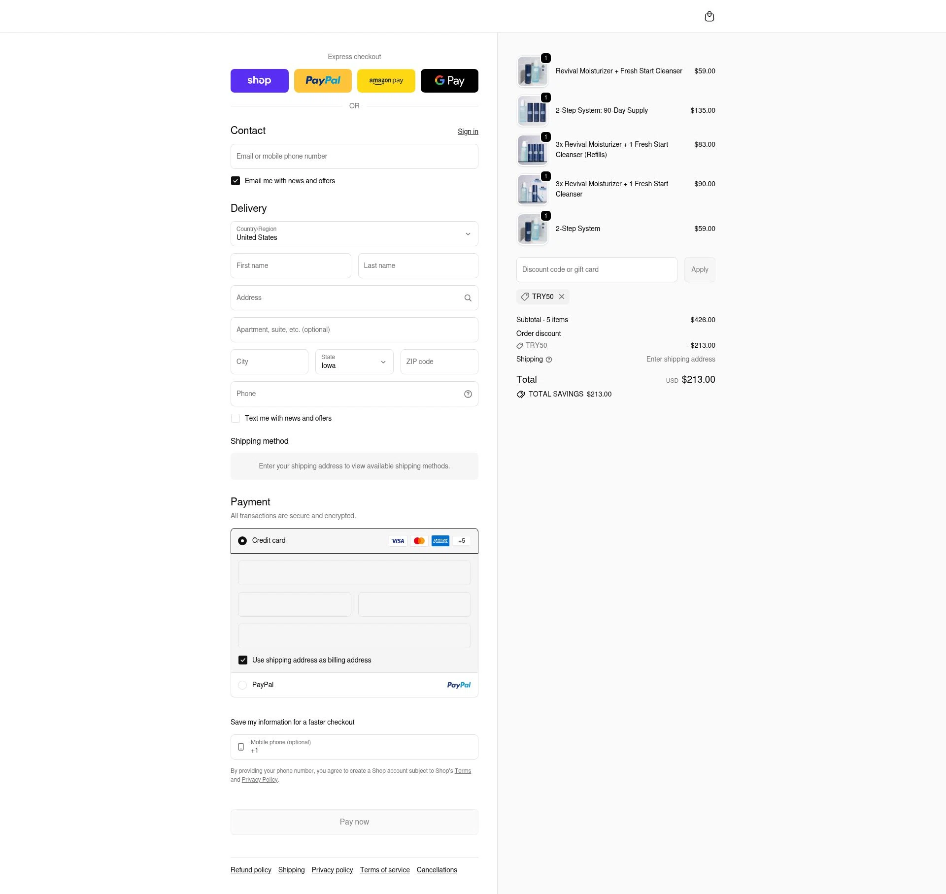 PrettyBoy checkout page showing PrettyBoy discount code box | Screenshot taken by SimplyCodes community member on Feb 20, 2026