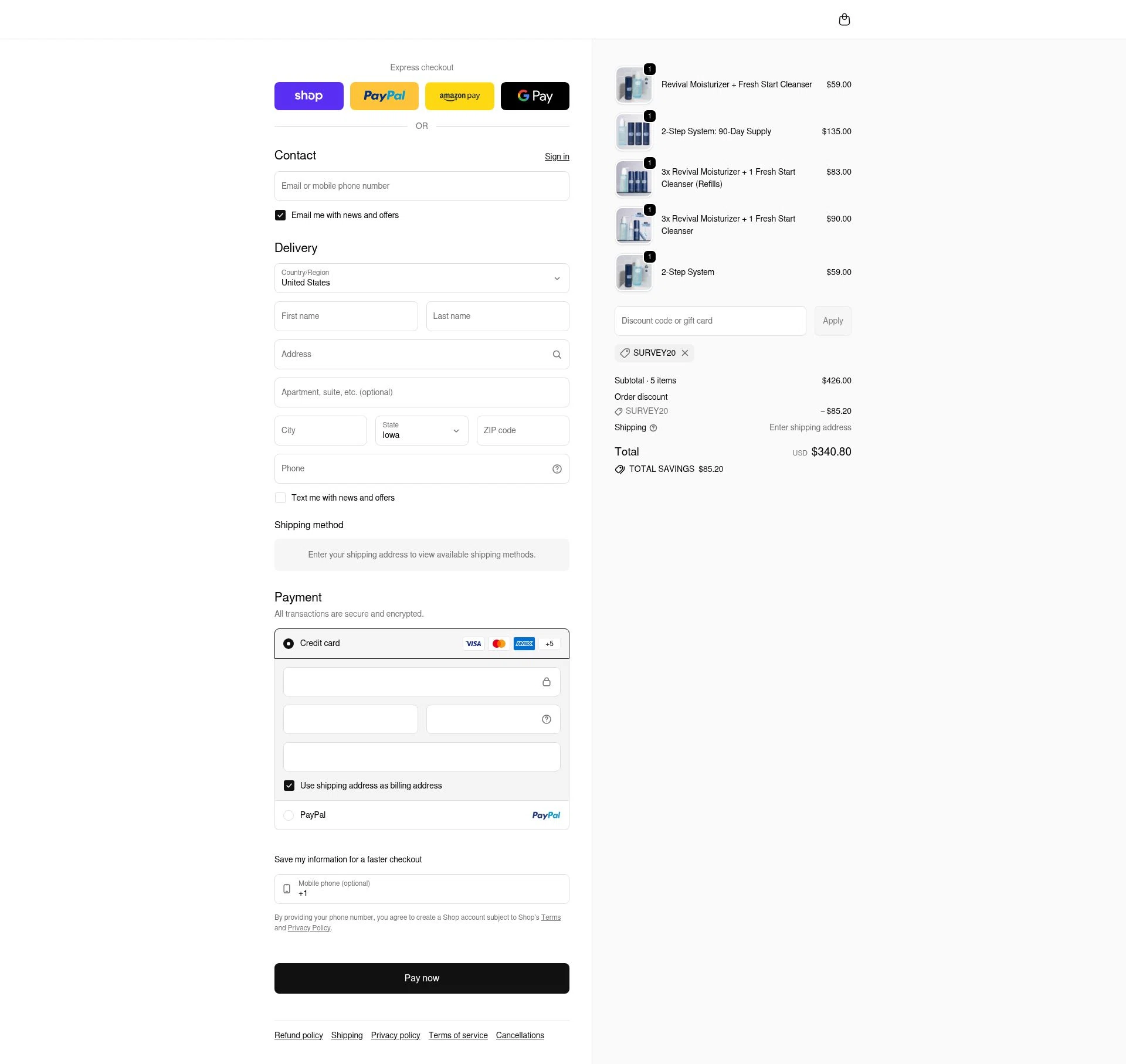 PrettyBoy checkout page showing PrettyBoy discount code box | Screenshot taken by SimplyCodes community member on Feb 20, 2026
