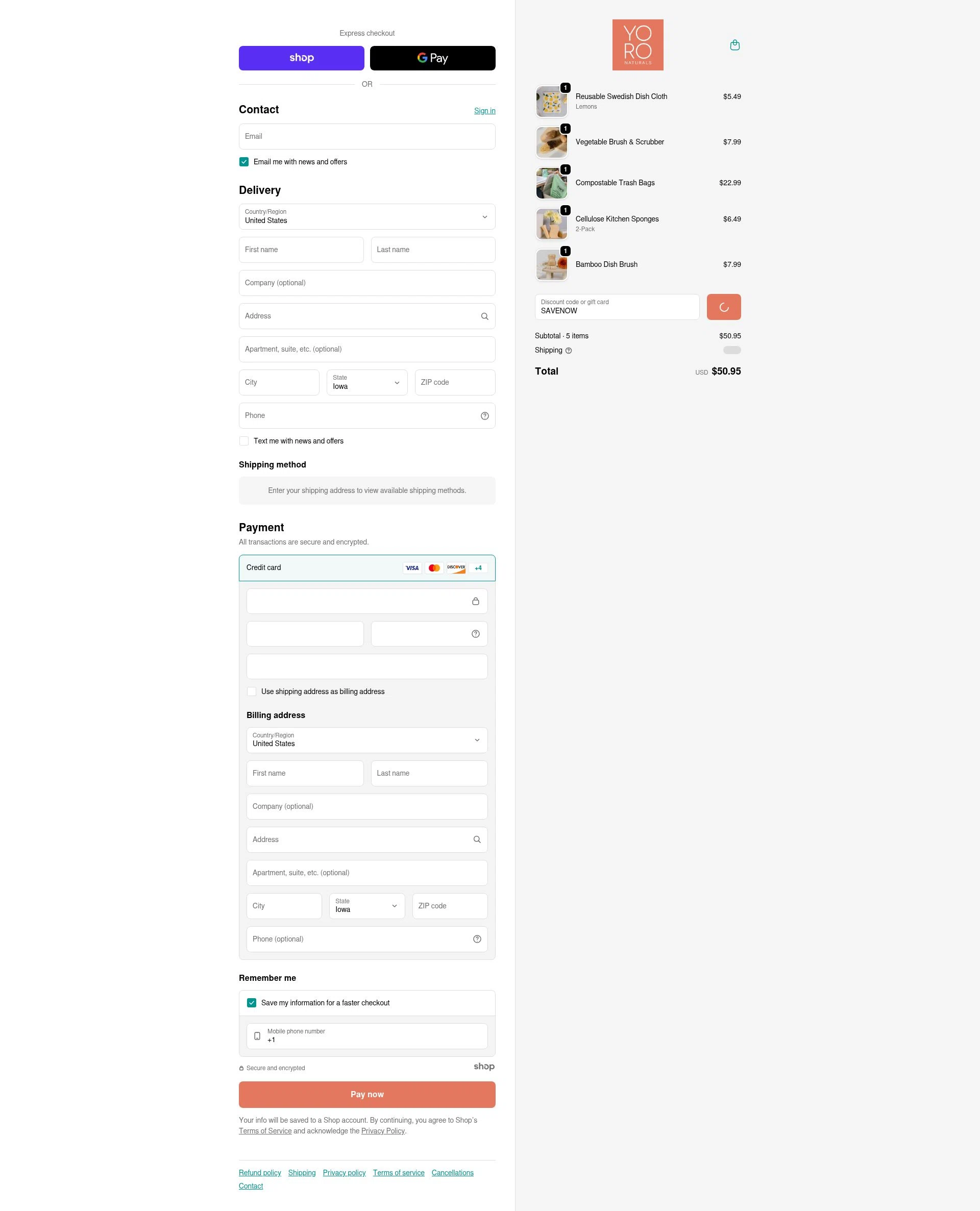 YoRo Naturals checkout page showing YoRo Naturals promo code box | Screenshot taken by SimplyCodes community member on Dec 29, 2025