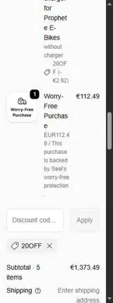 20off coupon verification screenshot