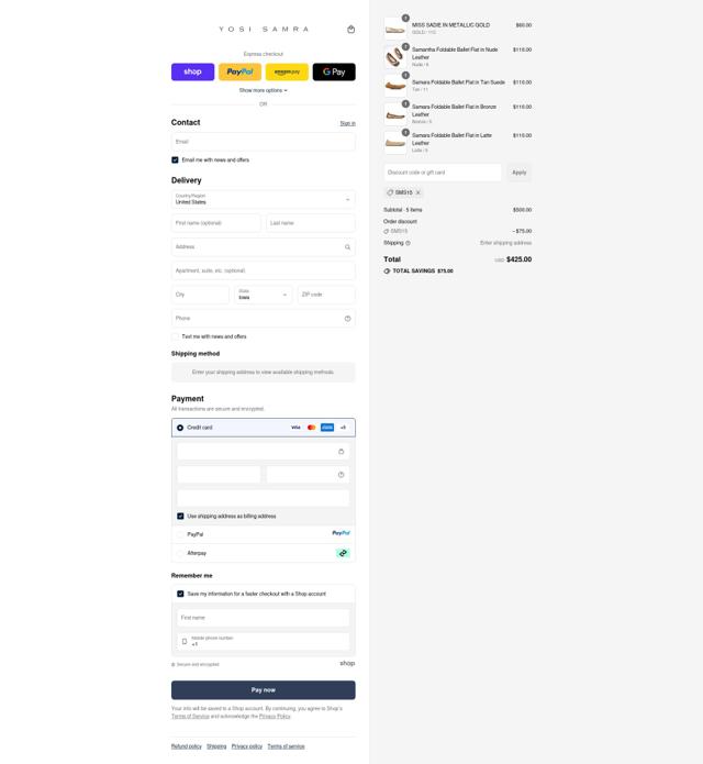 Yosi Samra checkout page showing Yosi Samra discount code box | Screenshot taken by SimplyCodes community member on Sep 11, 2025