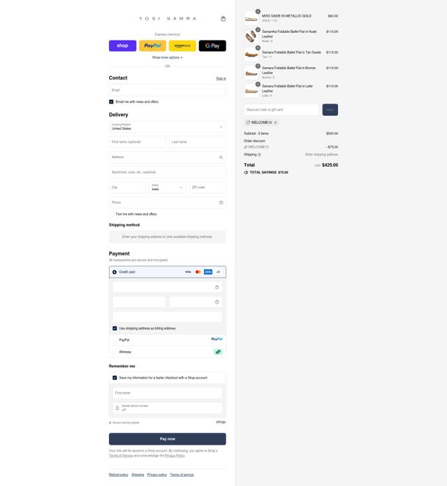 Yosi Samra checkout page showing Yosi Samra discount code box | Screenshot taken by SimplyCodes community member on Sep 11, 2025