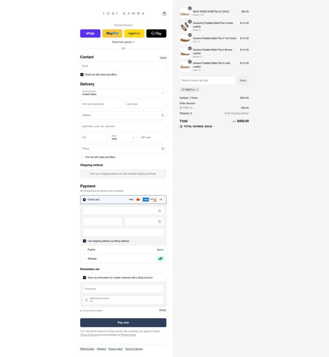 Yosi Samra checkout page showing Yosi Samra discount code box | Screenshot taken by SimplyCodes community member on Sep 8, 2025