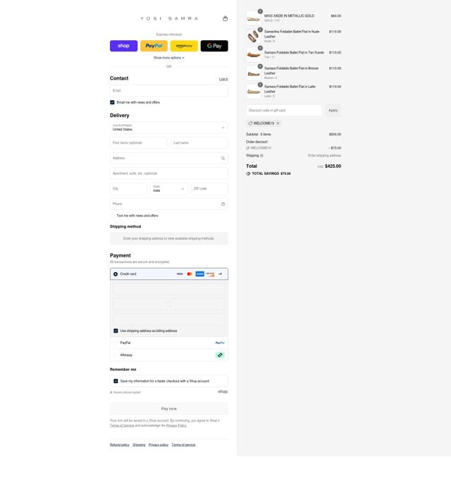 Yosi Samra checkout page showing Yosi Samra discount code box | Screenshot taken by SimplyCodes community member on Sep 8, 2025