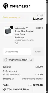 PHOENIXWRIGHT5OFF coupon verification screenshot