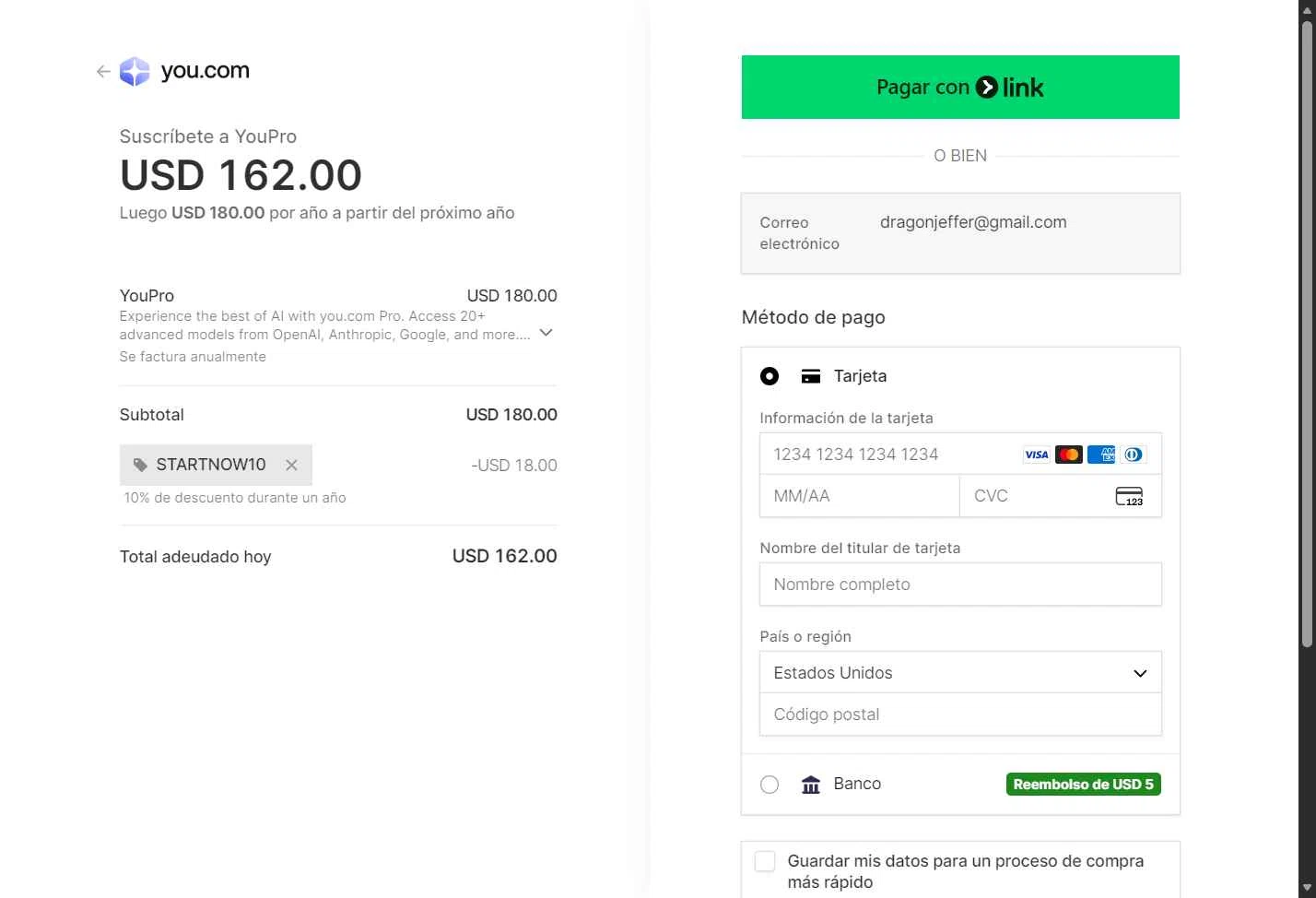 You.com checkout page showing You.com promo code box | Screenshot taken by SimplyCodes community member on Dec 28, 2025