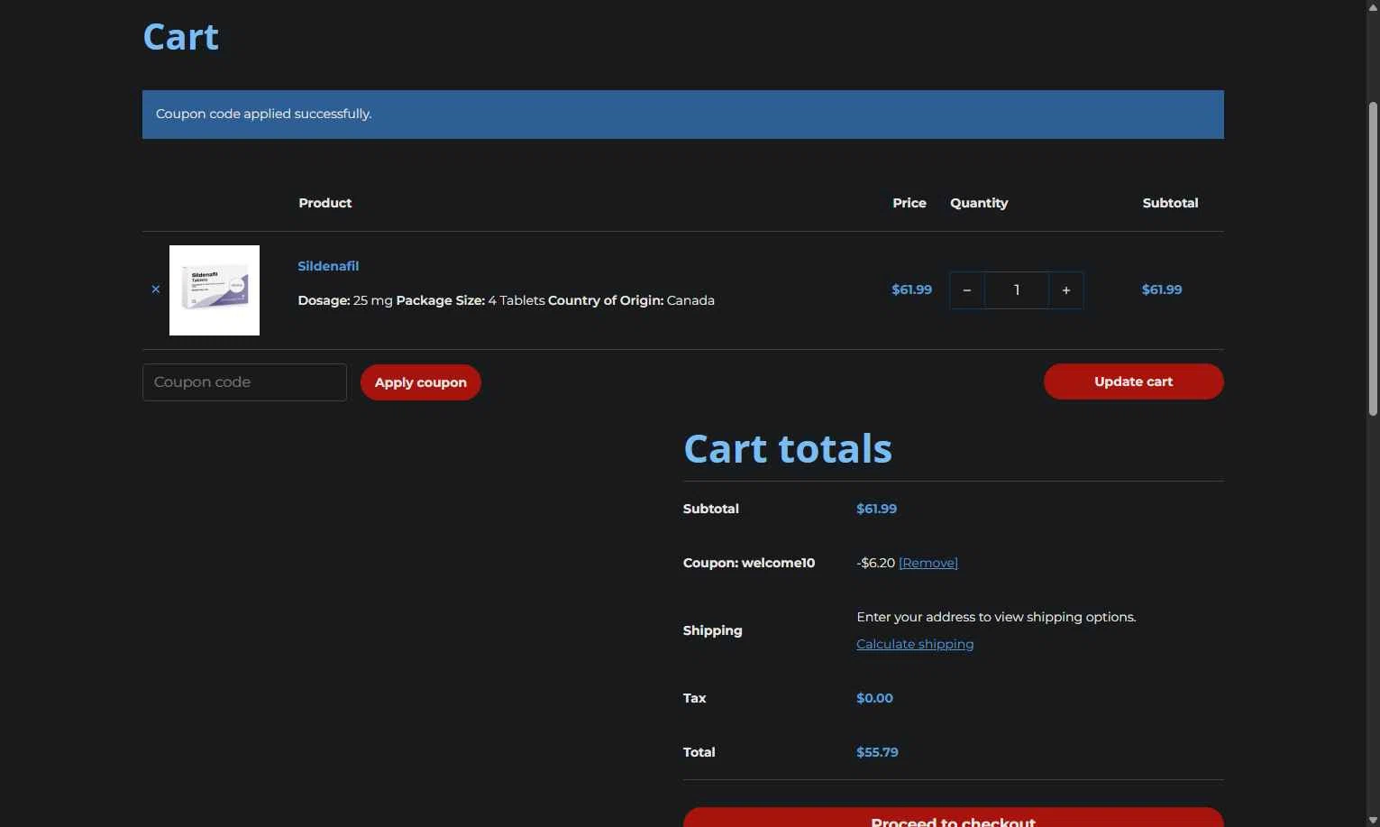 YouDrugstore checkout page showing YouDrugstore coupon code box | Screenshot taken by SimplyCodes community member on Oct 6, 2025