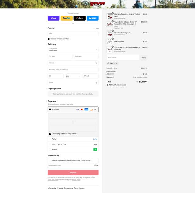 Young Electric checkout page showing Young Electric discount code box | Screenshot taken by SimplyCodes community member on Sep 8, 2025