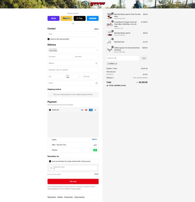Young Electric checkout page showing Young Electric discount code box | Screenshot taken by SimplyCodes community member on Sep 12, 2025