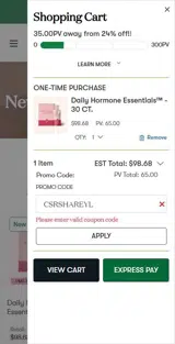CSRSHAREYL coupon verification screenshot