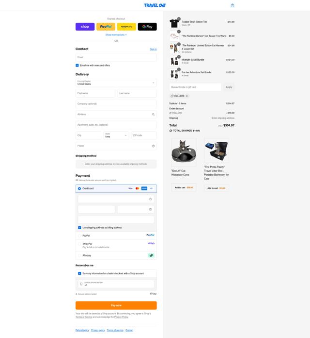 Your Cat Backpack checkout page showing Your Cat Backpack discount code box | Screenshot taken by SimplyCodes community member on Sep 11, 2025