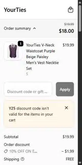 Y25 coupon verification screenshot