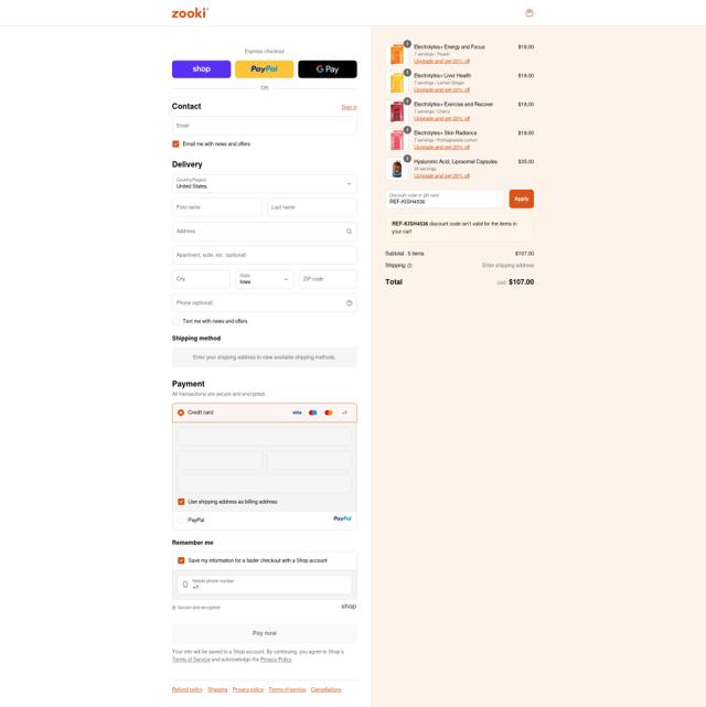 YourZooki checkout page showing YourZooki discount code box | Screenshot taken by SimplyCodes community member on Sep 10, 2025