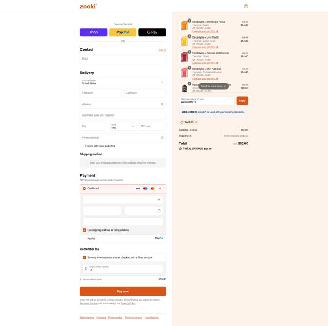 YourZooki checkout page showing YourZooki discount code box | Screenshot taken by SimplyCodes community member on Sep 10, 2025