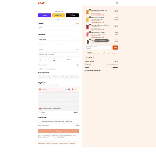 YourZooki checkout page showing YourZooki discount code box | Screenshot taken by SimplyCodes community member on Sep 10, 2025