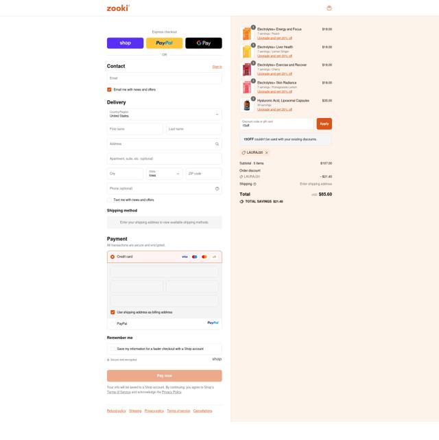 YourZooki checkout page showing YourZooki discount code box | Screenshot taken by SimplyCodes community member on Sep 10, 2025