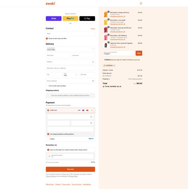 YourZooki checkout page showing YourZooki discount code box | Screenshot taken by SimplyCodes community member on Sep 10, 2025