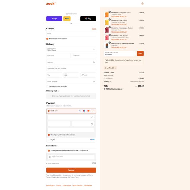 YourZooki checkout page showing YourZooki discount code box | Screenshot taken by SimplyCodes community member on Sep 10, 2025