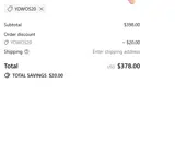 YOWOS20 coupon verification screenshot