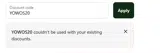 YOWOS20 coupon verification screenshot