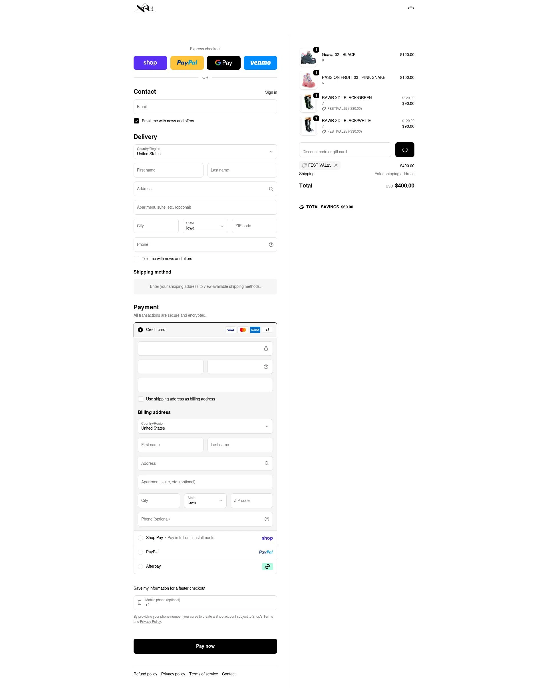 YRU checkout page showing YRU discount code box | Screenshot taken by SimplyCodes community member on Feb 12, 2026