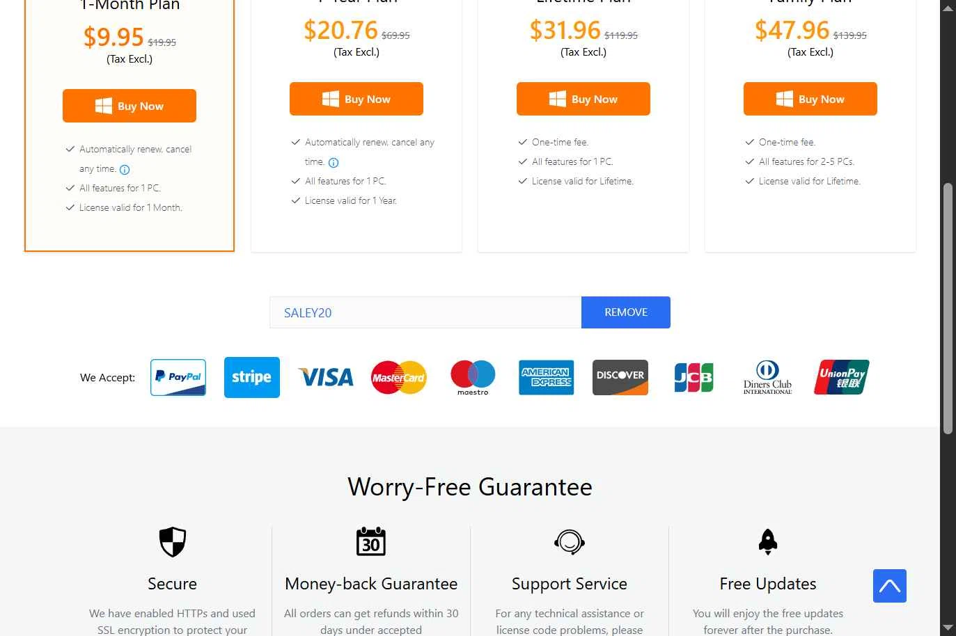 YT Saver checkout page showing YT Saver coupon code box | Screenshot taken by SimplyCodes community member on Jul 15, 2025