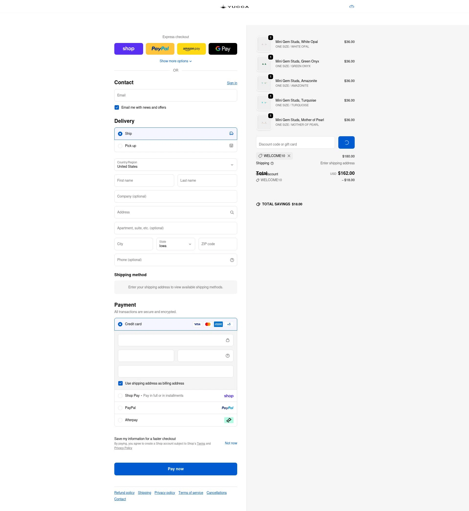 Yucca checkout page showing Yucca promo code box | Screenshot taken by SimplyCodes community member on Feb 19, 2026