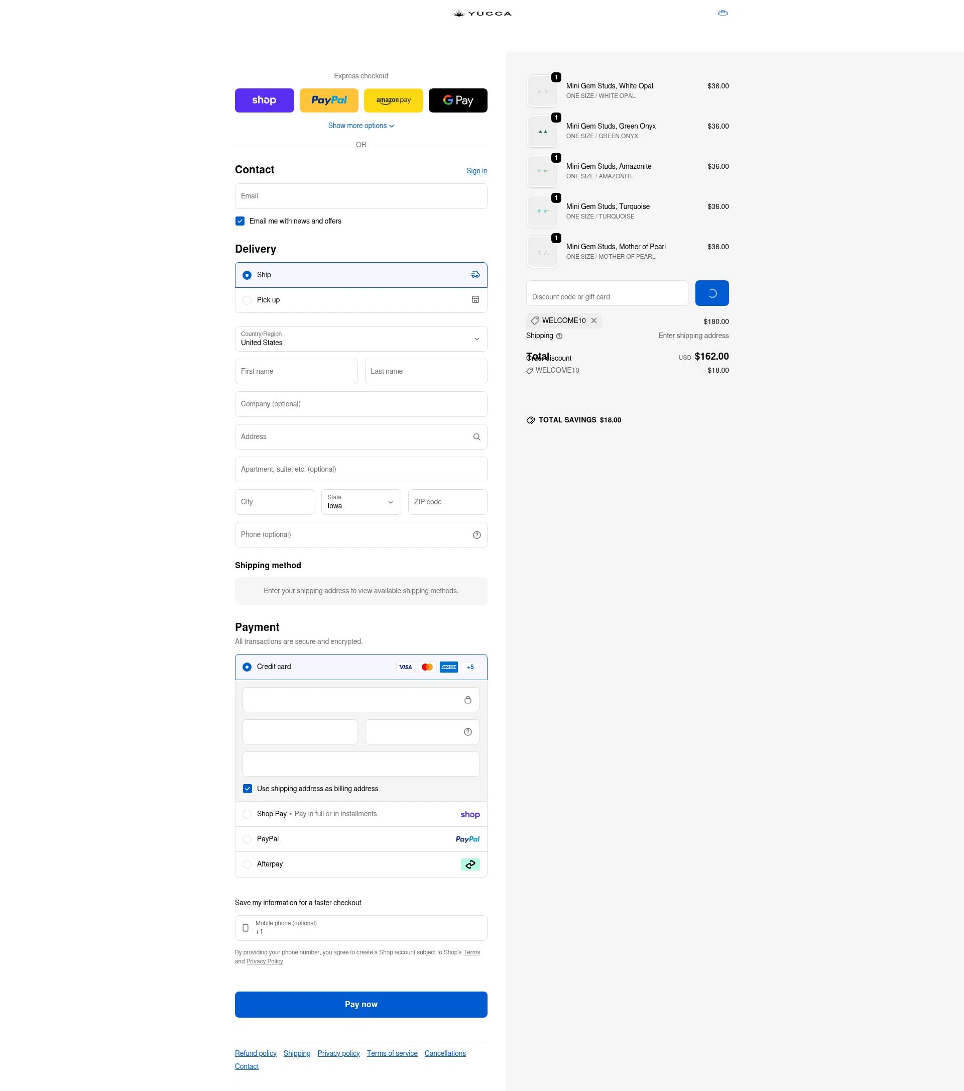 Yucca checkout page showing Yucca promo code box | Screenshot taken by SimplyCodes community member on Feb 15, 2026
