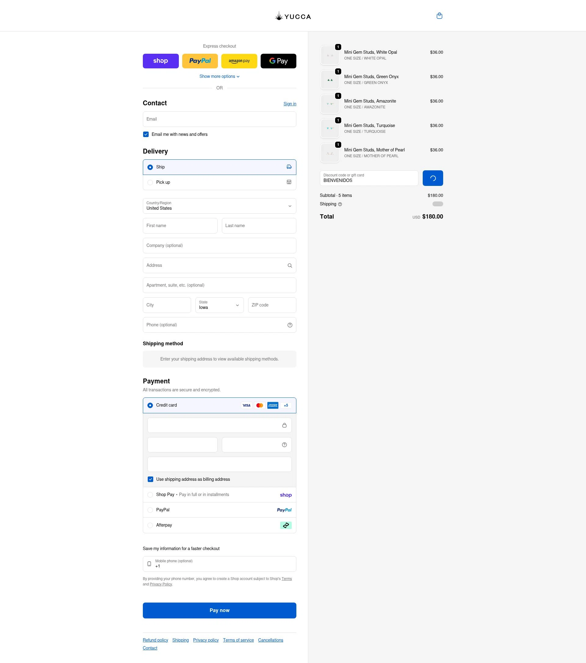 Yucca checkout page showing Yucca promo code box | Screenshot taken by SimplyCodes community member on Feb 15, 2026