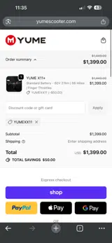 YUMEXX11 coupon verification screenshot